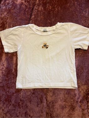 Kids White Tee with Teddy Patch